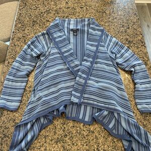 Chaps Denim Blue Striped Knit Cardigan